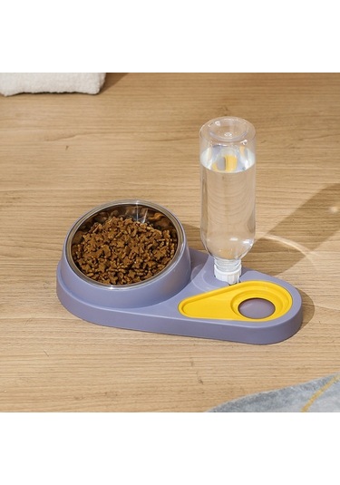 Cbtx Kedi Ve Köpek Mama Ve Suluk Pet Yeme Seti Kombinasyon Kasesi Mor