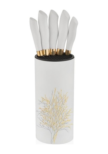 N3483 Çınar Naturel 6 Lı Silindir Bıçak Seti Beyaz