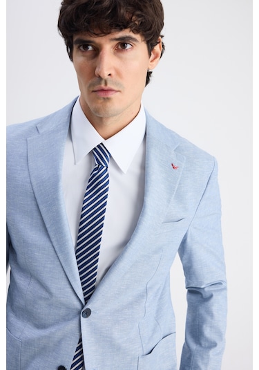 D's Damat Ds Damat Slim Fit Mavi Düz Kumaş Ceket 6hf044700436m 701