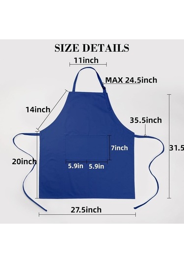 Fastbuy Mutfak Şef Önlük & Şapka Seti, 2 Cepli, Ayarlanabilir, Pamuklu, Mavi Diğer