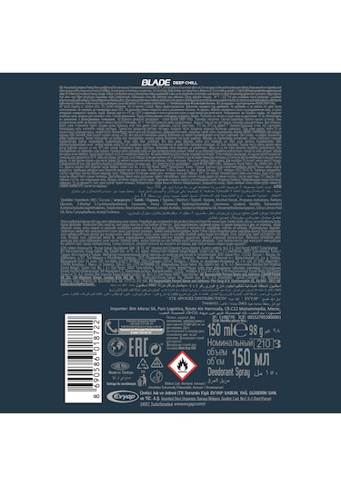 Blade Deep Chill Deodorant 6 x 150 ML