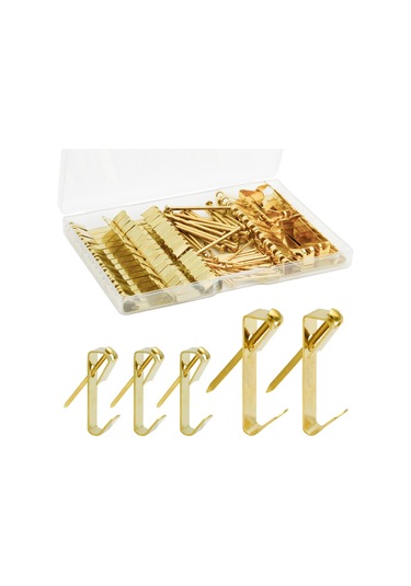 Jeehugo Altın Renkli Duvar Çerçeve Demiri Kanca Seti - 30 Adet 30lb + 20 Adet 50lb Çivi İle Tamamlanmış Toplam 50 Set Diğer