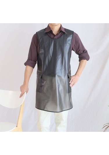 Ulzyvf Temizlik Su Siyah Sırtlı Şeffaf Önlük Kadın İçin Geçirmez Erkek Cepli Çapraz Vq Siyah - Şeffaf