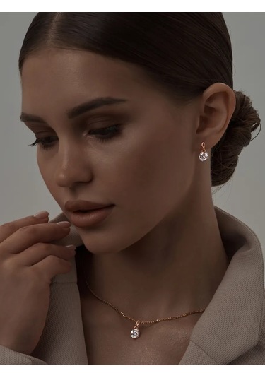 Asj 925 Ayar Gümüş Taşlı Altın Küpeler 15444450 beyaz