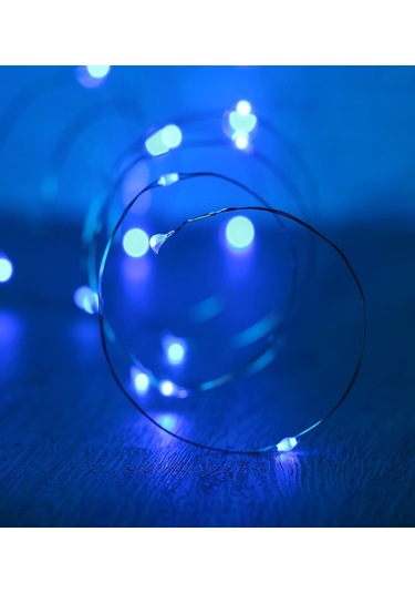 Ev Balkon Ve Parti İçin 10 Metre Pilli Mavi Renk Peri Led Yılbaşı Süsü Işık Mavi