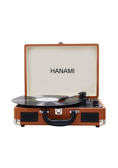 Hanamı Hem Sarjlı Hem Bluetoothlu Tüm Plakları Çalan Pikap Kahverengi