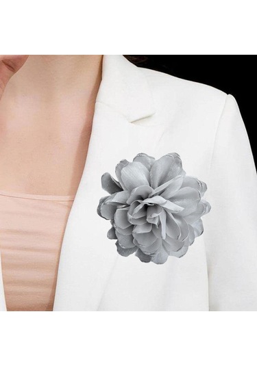 Homyl Kadınlar Için Çiçek Broş Rozeti Büyük Dans Ziyafeti Gri