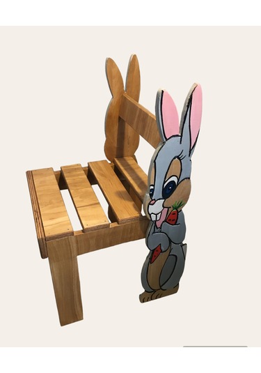 Rabbit Ahşap Tamamı El Yapımı Çocuk Sandalyesi