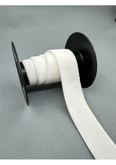 2.5 Cm Likralı Esnek Kadife-5 Metre-beyaz