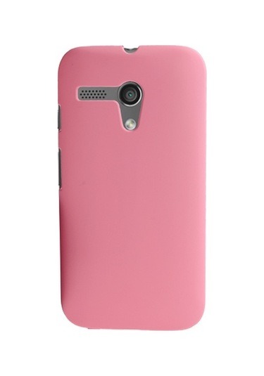 Moto G İle Uyumlu Sert Kauçuk Kılıf Pembe