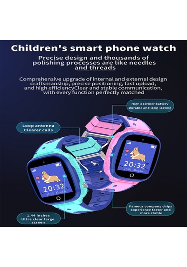 Leezsing 1.44" Kareli Renkli Ekranlı Çocuk Akıllı Saat (İthalatçı Garantili)