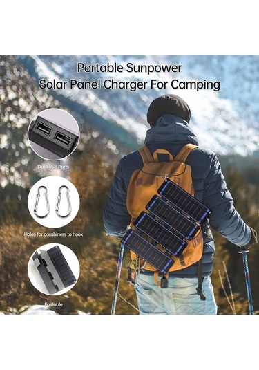 Pazly 13w Katlanabilir Güneş Paneli, Çift Usb Şarj Cihazı, 345x243mm, 294g