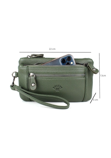 Erkek Haki Renk Çok Bölmeli Bileklik Kemerli El Bantlı Portföy Ça