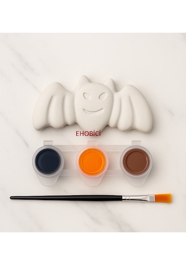 Ehobici Taş Boyama Seti Halloween Yarasa 3 Renk Akrilik Boya 5ml + Fırça