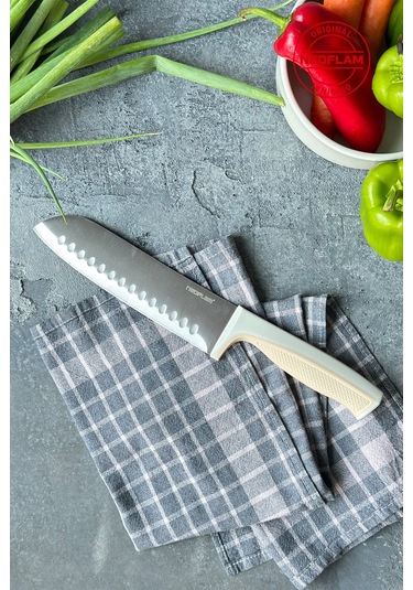 Neoflam Fika Microban Santoku Bıçağı 18 Cm Bej D-neofsk018