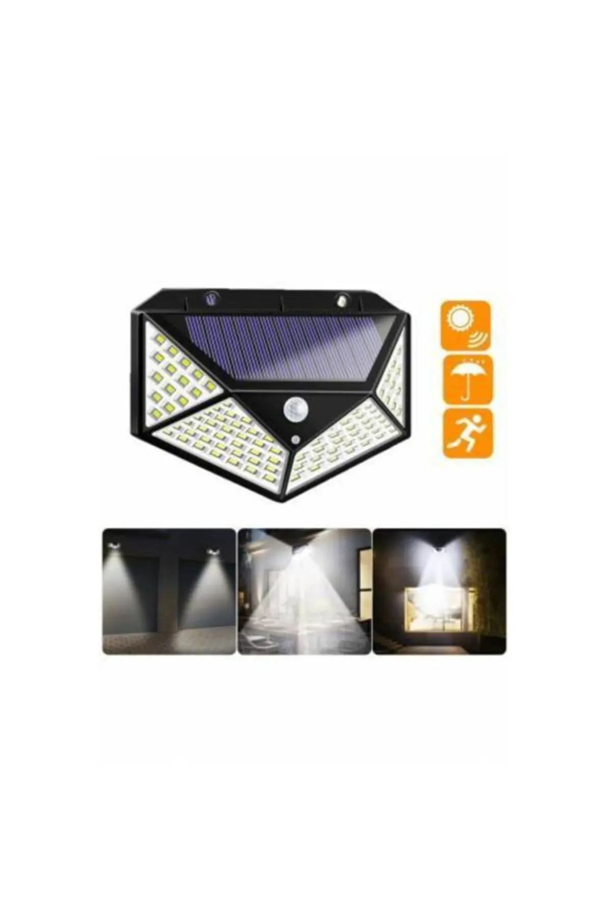 Güneş Enerjili Sensörlü Led Dış Mekan Aydınlatma Lambası Su Geçirmez Solar Lamba Renk:beyaz