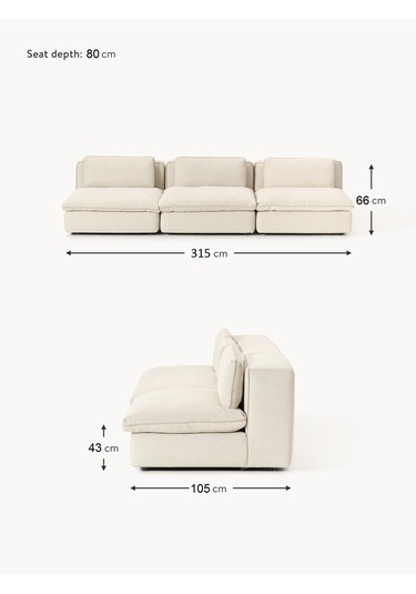 Most Mollirest 3 Modül Kanepe 01 Kırık Beyaz Keten Kumaş Silikon