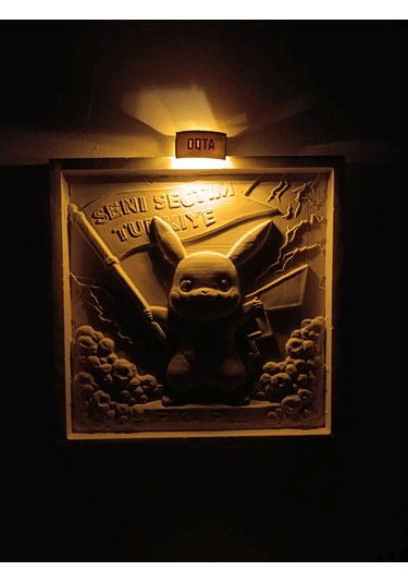 Seni Seçtim Türkiye Pikachu Temalı Işıklı Kabartma Tablo El Ya