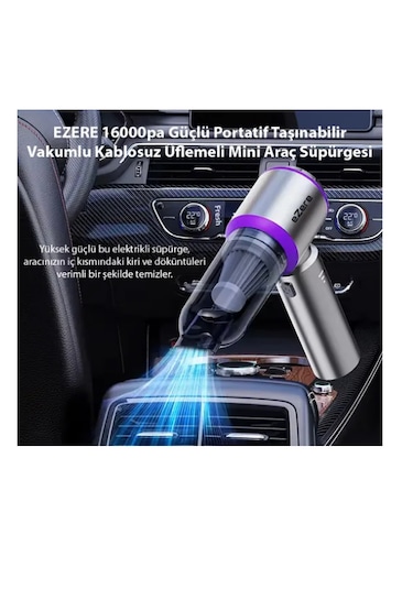 Ezere 16000PA Güçlü Portatif Taşınabilir Vakumlu Kablosuz Mini Araç Süpürgesi