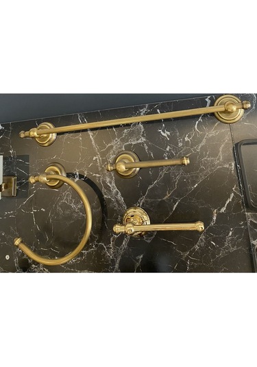 İsaoğlu Yapı Mat Gold Havluluk Antik Gold Banyo Havluluk Vintage Model Havluluk Gold