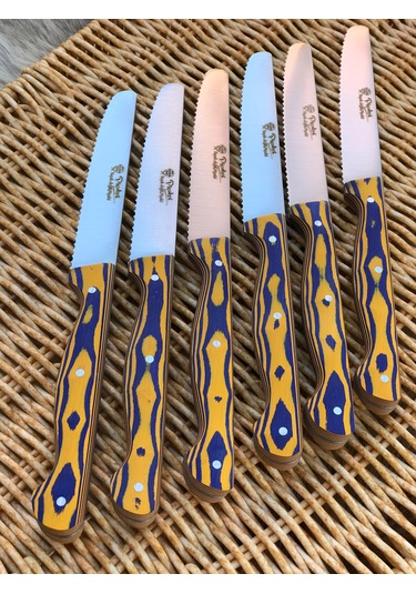 Steak Et Bıçak Seti Sarı - Lacivert