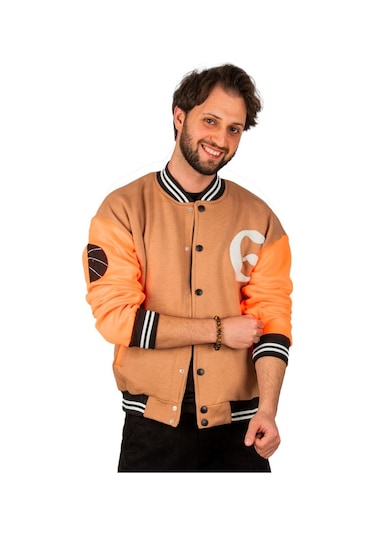 Deepsea Erkek Kahve-Orange Çıtçıtlı Kolej Mont 2304761 Kahverengi - Turuncu