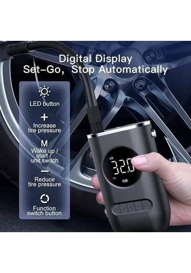 Novahub Yeni Taşınabilir Tahrikli Şarj Pompası Pompası Pompası Mini Mini Lastik Kendinden Kablosuz Hava Elektrikli El Ekran Dijital Araba Oo