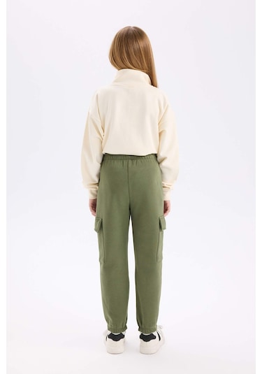 DeFacto Kız Çocuk Kargo Cepli Beli Paçası Lastikli Jogger Eşofman Altı D2292A824WNKH210 Haki