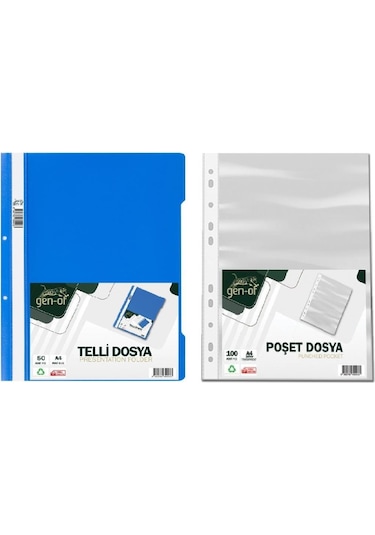 Gen-Of Telli Dosya Mavi 50'li - Poşet Dosya 100'Lü