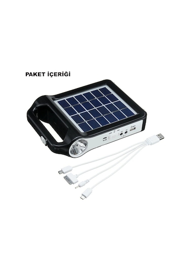 Dailylink Taşınabilir Usb Şarjlı Solar Güneş Enerjili Kamp Feneri Siyah