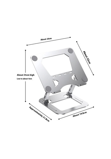 T64 Ayarlanabilir Dizüstü Bilgisayar Isı Dağıtımı Standı Metal Masaüstü Katlanabilir Dizüstü Bilgisayar Braketi - Gri