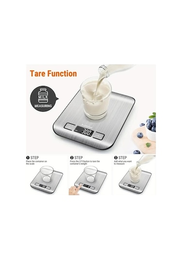 Wondernest Terazisi Paslanmaz Mutfak Lichen Gümüş Dijital Tartı 5/10kg Bz Gümüş
