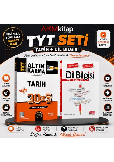 Altın Karma Tyt Tarih Deneme Ve Akm Dil Bilgisi Soru Bankası Seti 2 Kitap