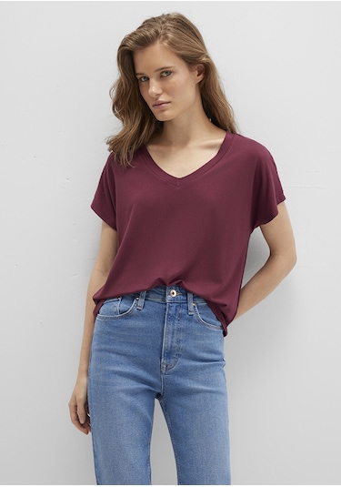 Mavi - V Yaka Bordo Basic Viskoz Tişört 167714-70393 Bordo