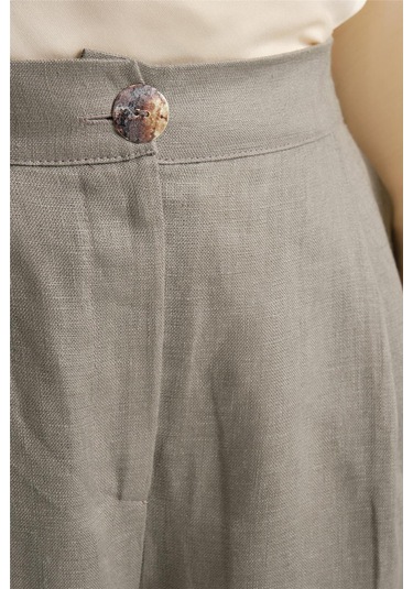 Armine Bol Keten Pantolon 24y2625 Koyu Vizon-koyu Vizon Koyu Vizon