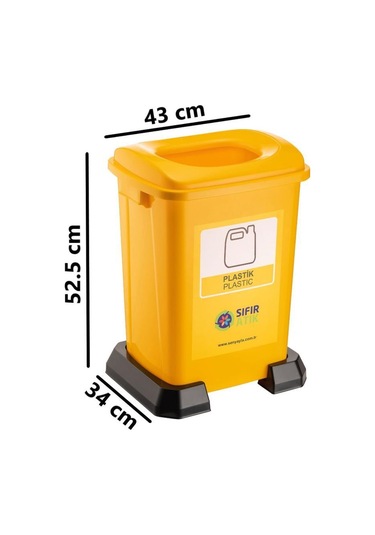 Omnipazar Sy-4395 Sıfır Atık Plastik Geri Dönüşüm Çöp Kutusu 50 Lt Sarı Sarı