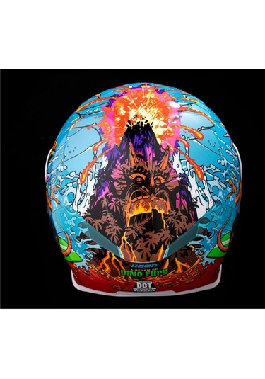 Icon Airform Dino Fury Mıps Kapalı Motosiklet Kaskı Mavi Yeşil Turuncu Mavi - Yeşil