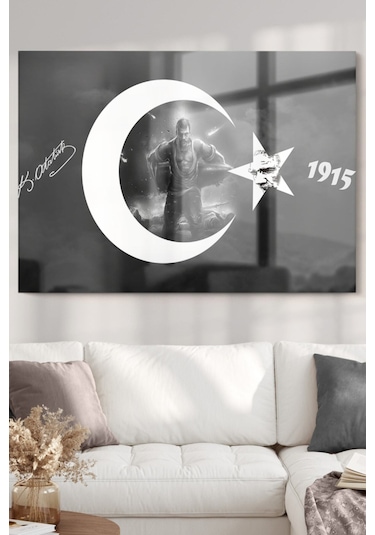 Seyit Onbaşı Atatürk Temalı Cam Tablo 50x70 Cm