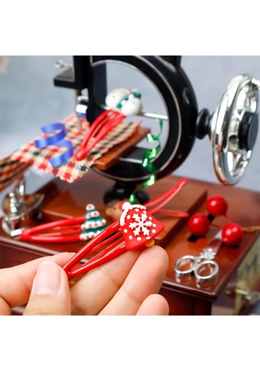 10'lu Paket Noel Aksesuarları, 5 Cm Noel Saç Aksesuarları, F Çok  Renkli