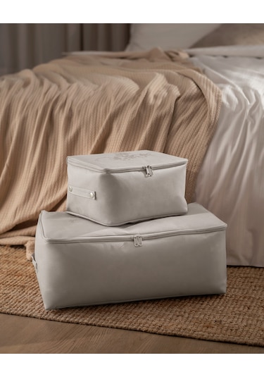 Madame Coco Çiçek Desen Baskılı 2'li Hurç - Gri 8684427147719 Gri