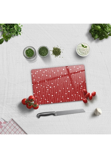 Decorita Cam Kesme Tahtası | Kalpli Sarmaşık | 20cm x 30cm