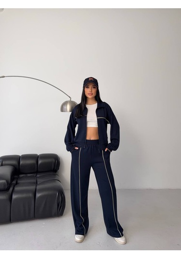 Fonna Fashion Tk-3041 Bayan Eşofman Takım Çımalı Lacivert