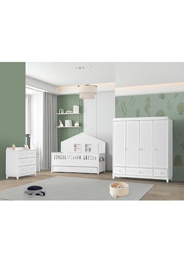 Aymini Efor 4 Kapılı Bebek Odası Takımı Beyaz