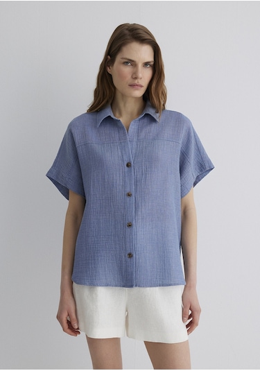 Mavi - Dokulu Mavi Gömlek 1210758-89861 Mavi