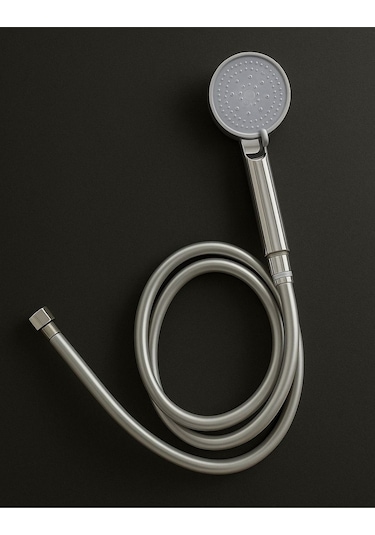 Rudi Armatür 150 Cm Pvc Hortumlu Mafsallı Beş Fonksiyonlu Duş Başlığı Seti Gri