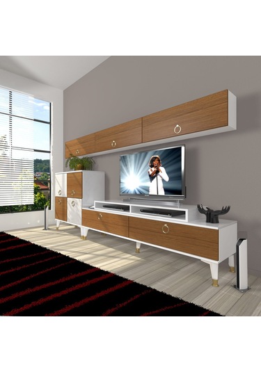 Decoraktiv Ekoflex 8 Mdf Gold Tv Ünitesi Tv Sehpası Beyaz - Ceviz