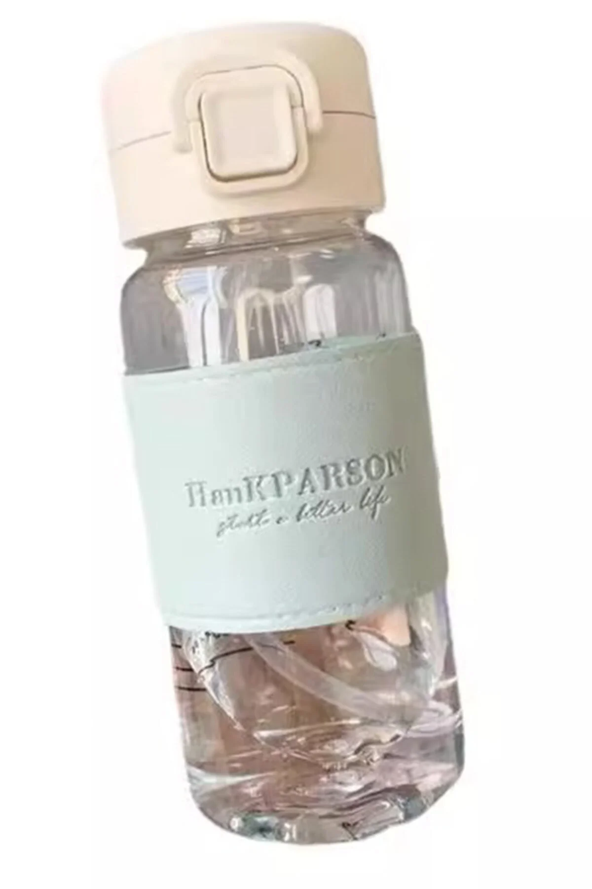 500 Ml Pipetli Plastik Su Şişesi Suni Deri Kaplamalı Taşınabilir Sızdırmaz Öğrenciler Uygun Yeşil