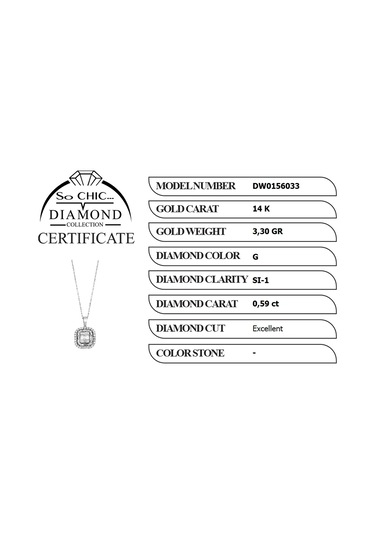 Diamond Collection 14 K Beyaz Altın 0.59 Karat Pırlanta Baget Kolye