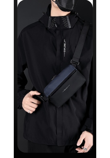 Erkekler İçin Şık Ve Pratik Çapraz Omuz Çantası - Küçük Kare Tasarım İle Modaya Uygun Günlük Erkek Çantası Mavi