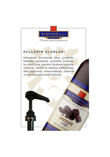 Simonelli Kahve Şurubu Çikolata Aromalı 70 CL + Pompa Sımonellı